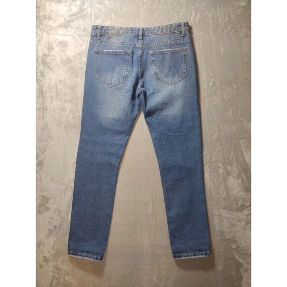 Streetwear Distressed Patch Work Mens 33×32 Straight Jeans By Forever 21 - Picture 2 of 11